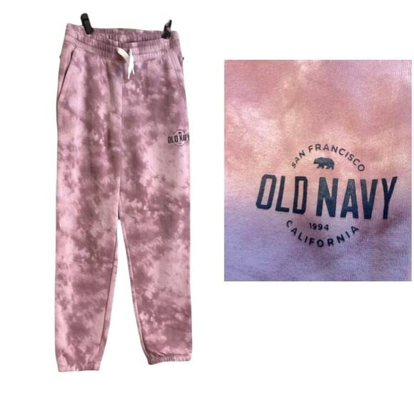 Old Navy Girls Sweatpants Joggers Sz 12 Pink Tie Dye School Activewear - Picture 1 of 14